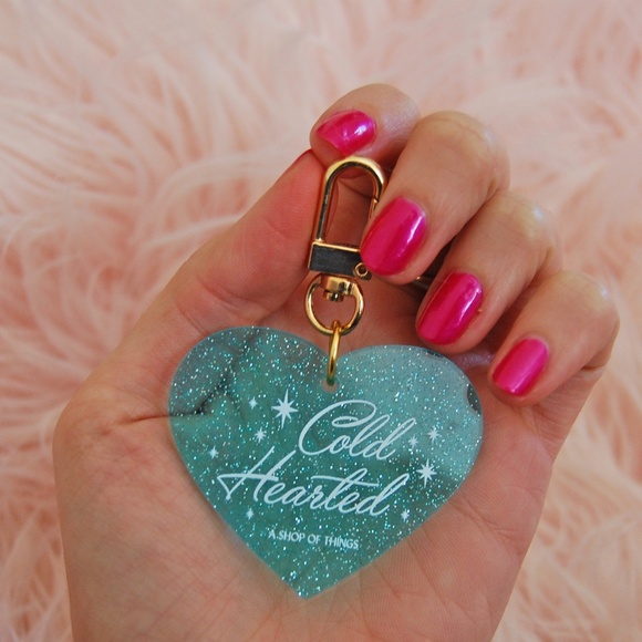 Cold Hearted Keychain Blue Sparkle - Picture 2 of 5